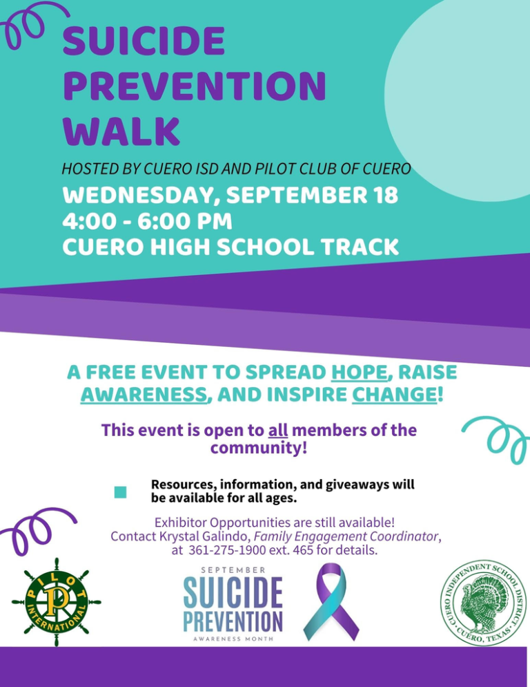 SUICIDE PREVENTION WALK SEPTEMBER 18, 2024, COMMUNITY INVITED