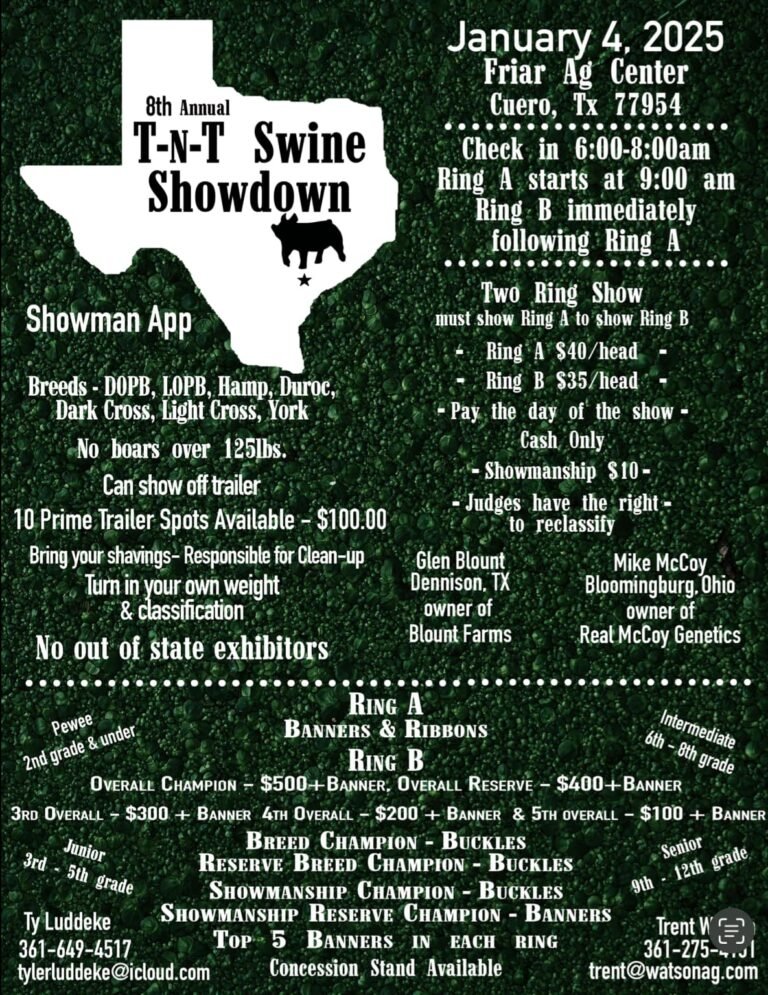 8th Annual T-n-T Swine Showdown Set for January 4, 2025 8th Annual T-n-T Swine Showdown Set for January 4, 2025