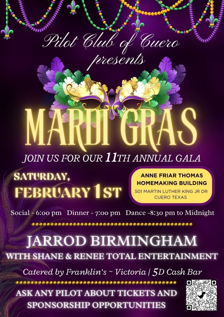 Pilot Club of Cuero Presents 11th Annual Gala Mardi Gras