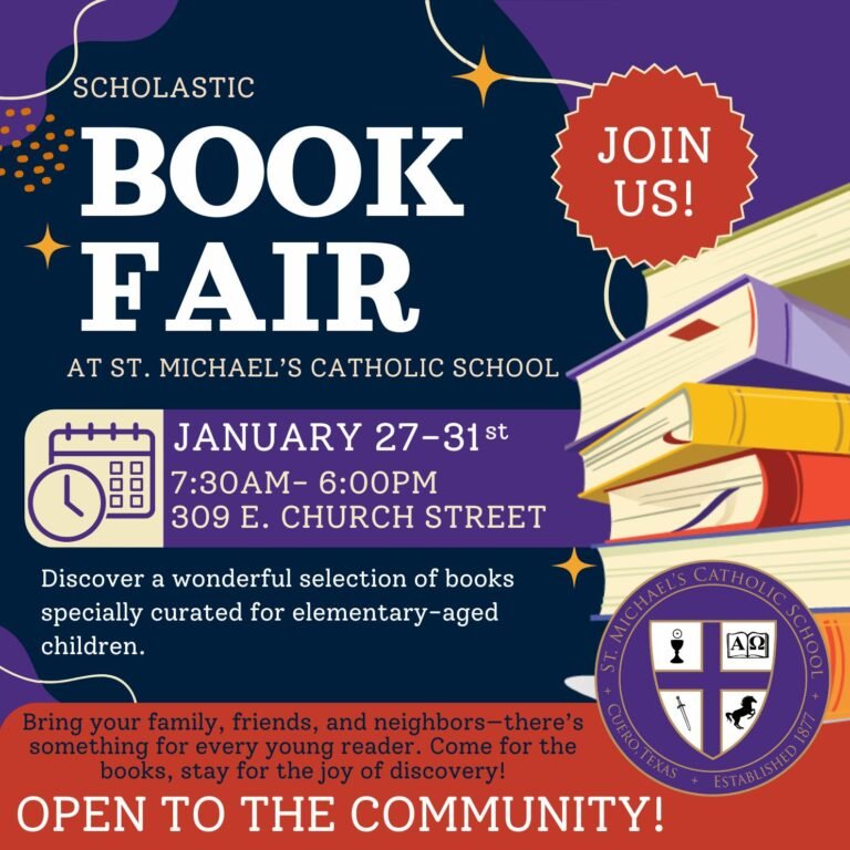 St. Michael’s Catholic School Scholastic Book Fair Jan 27 – 31