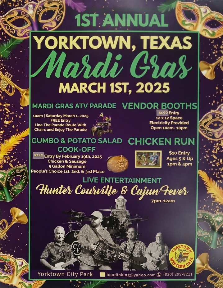 Yorktown, Texas to Host 1st Annual Mardi Gras Celebration