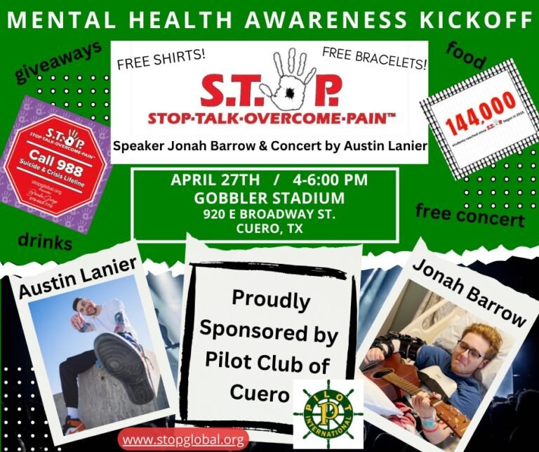 MENTAL HEALTH AWARENESS KICKOFF APRIL 27, 2025 @4:00-6:00 PM GOBBLER STADIUM