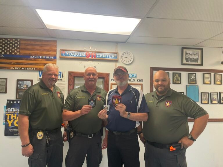Australian Retired Officer Visits Yoakum Police Department for Patch Exchange