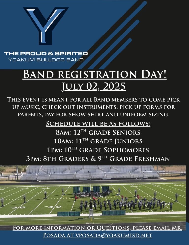 Yoakum ISD to hold Band Registration Day July 2, 2025