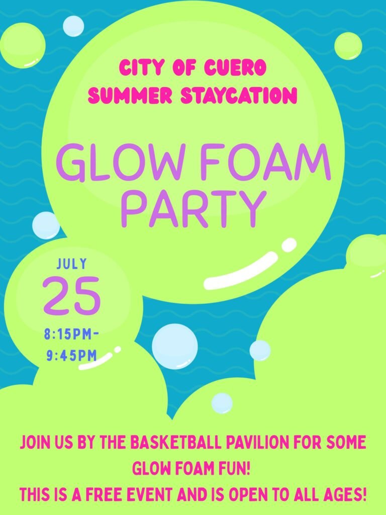 Glow Foam Fun Set to Light Up Cuero Municipal Park on July 25