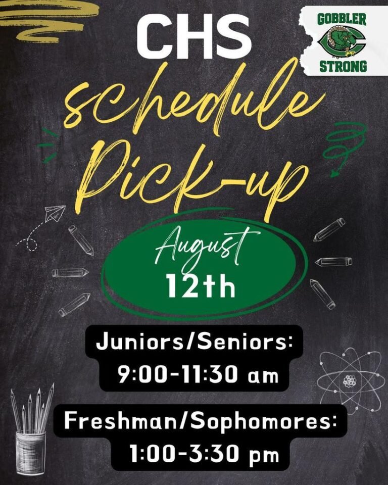 CHS SCHEDULE PICK-UP AUGUST 12TH