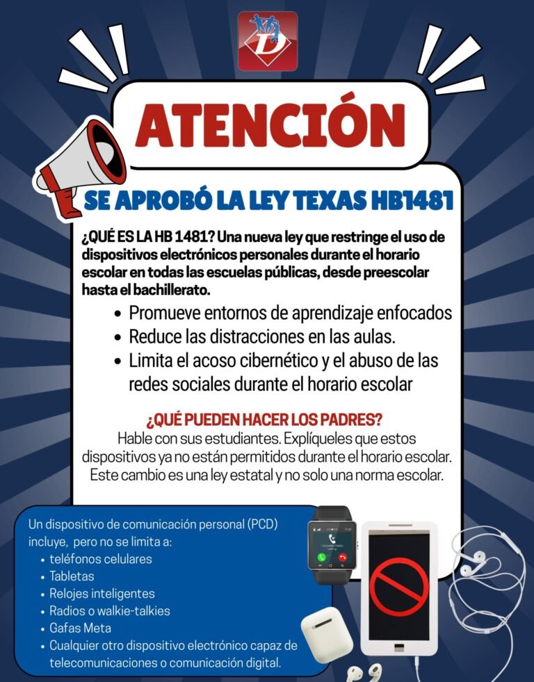 📵 Cambios en el Uso de Dispositivos Personales en las Escuelas Públicas de Texas