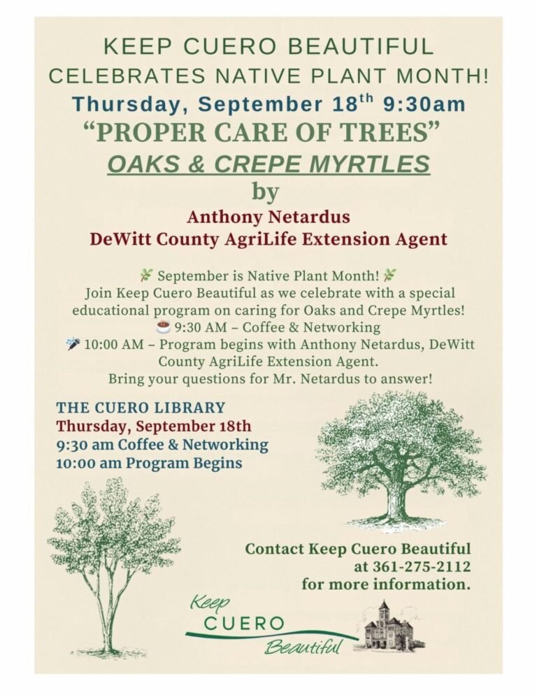 Cuero Event Celebrates Native Plant Month with Tree Care Workshop