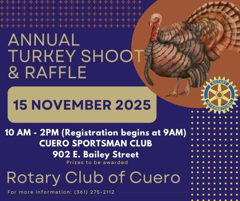Rotary Club of Cuero Gears Up for Annual Turkey Shoot & Raffle — Nov. 15 at Cuero Sportsman Club
