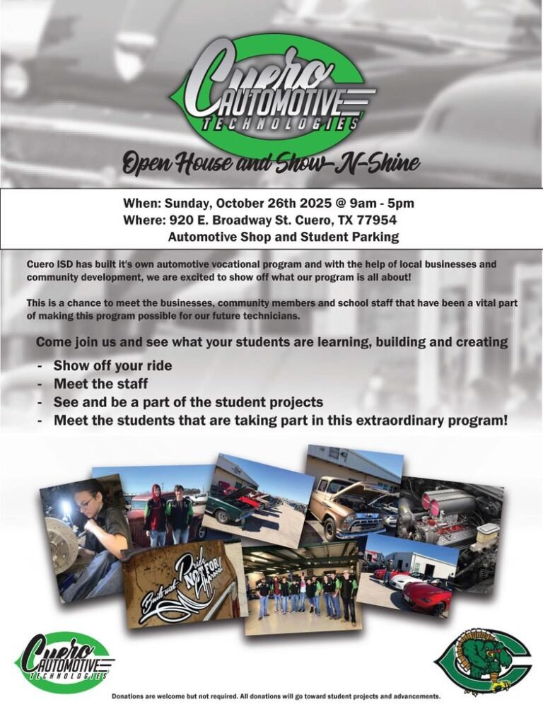Cuero ISD to Host Automotive Technologies Open House and Show-n-Shine