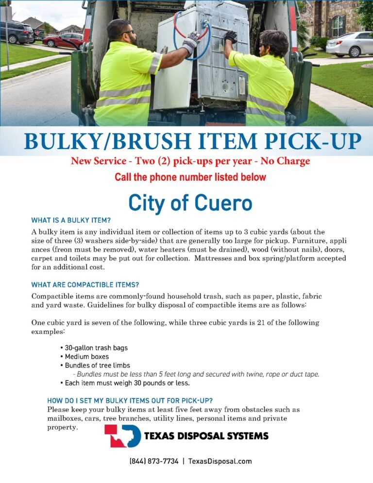 City of Cuero Offers Bulky/Brush Item Pick-up