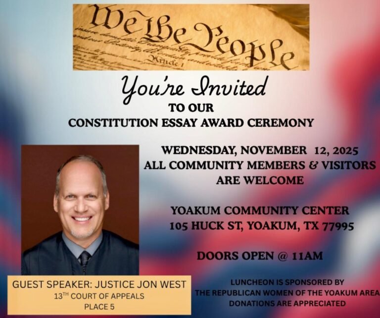 Community Invited to Constitution Essay Award Ceremony in Yoakum