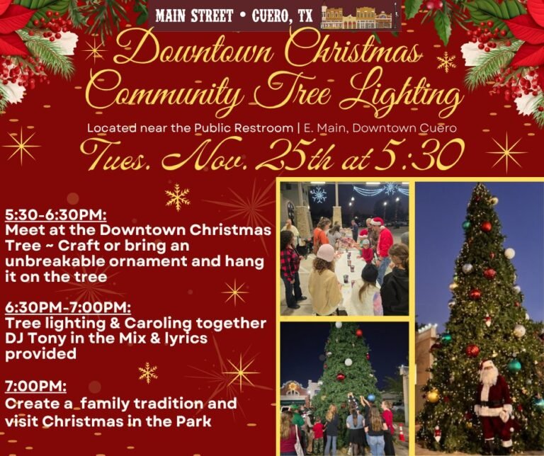 Downtown Cuero Invites You to a Hometown Christmas Caroling & Tree Lighting