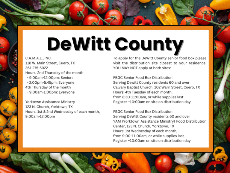 DeWitt County Food Distribution Schedule