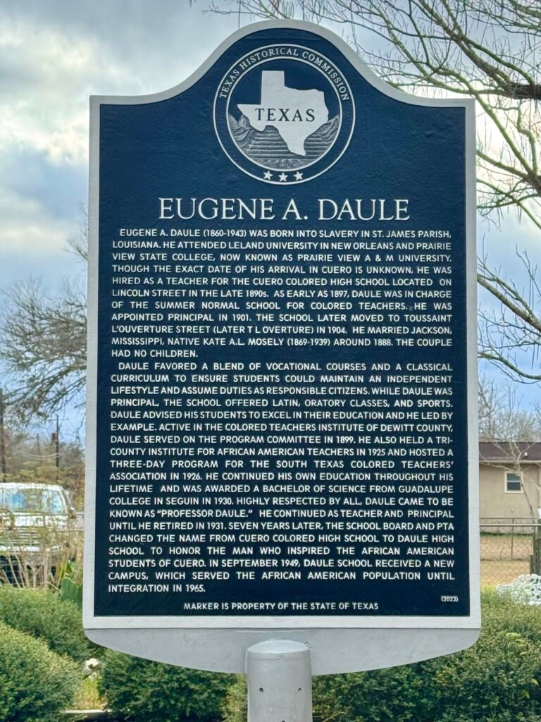 Historic Marker Dedicated to Eugene A. Daule at Former School Site in Cuero