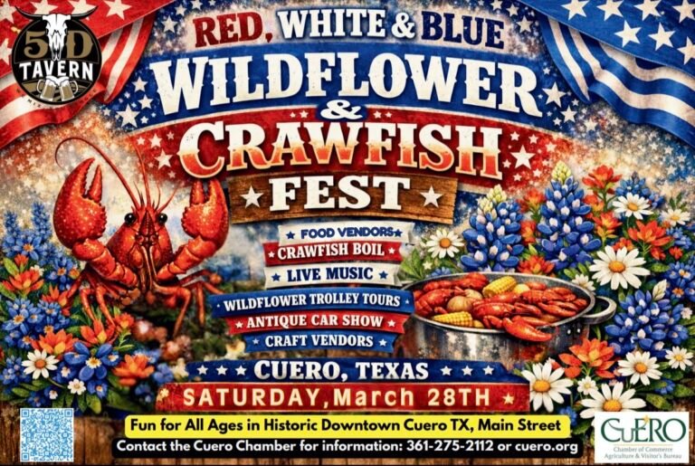 Cuero Main Street to Host Artisan Market, Wildflower Tours, and Crawfish Boil on March 28