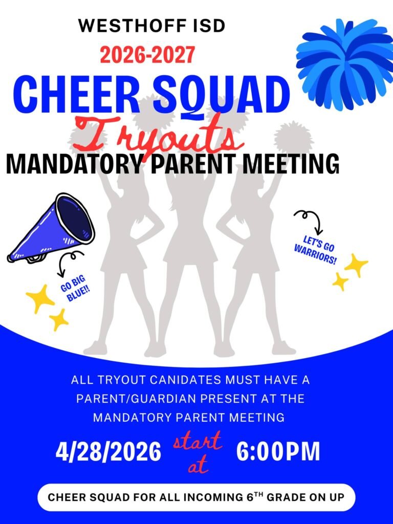 Westhoff ISD Announces Cheer Squad Tryouts for 2026–2027 Season