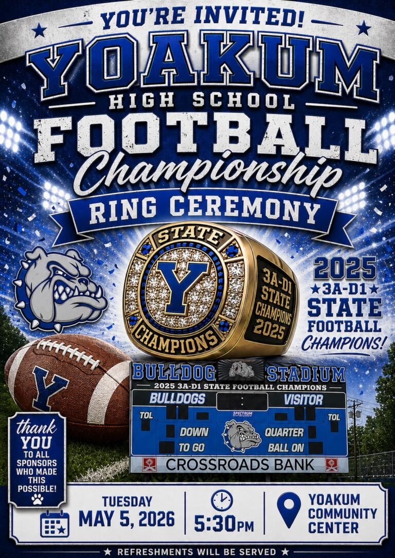 Yoakum High School to Hold Championship Ring Ceremony Honoring 2025 State Title Team
