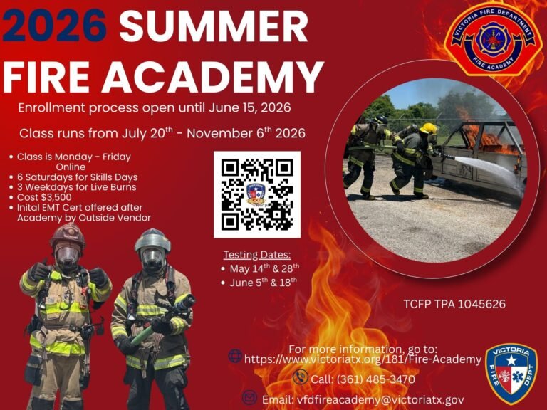 Victoria Fire Department Opens Applications for New Hybrid Fire Academy