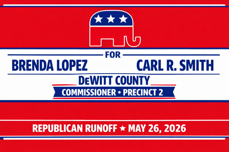 Lopez–Smith Runoff Will Determine the Next Precinct 2 Commissioner for DeWitt County, If No Opponent Files for the November Election