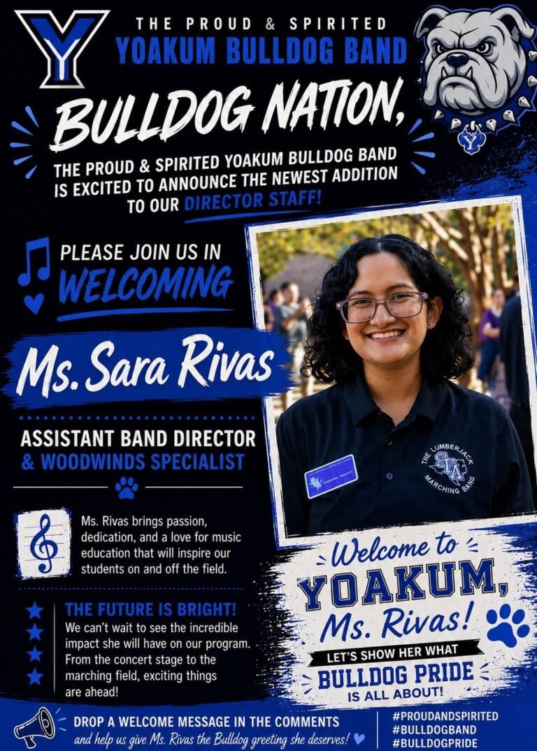 Yoakum Bulldog Band Welcomes New Assistant Director and Woodwinds Specialist, Ms. Sara Rivas