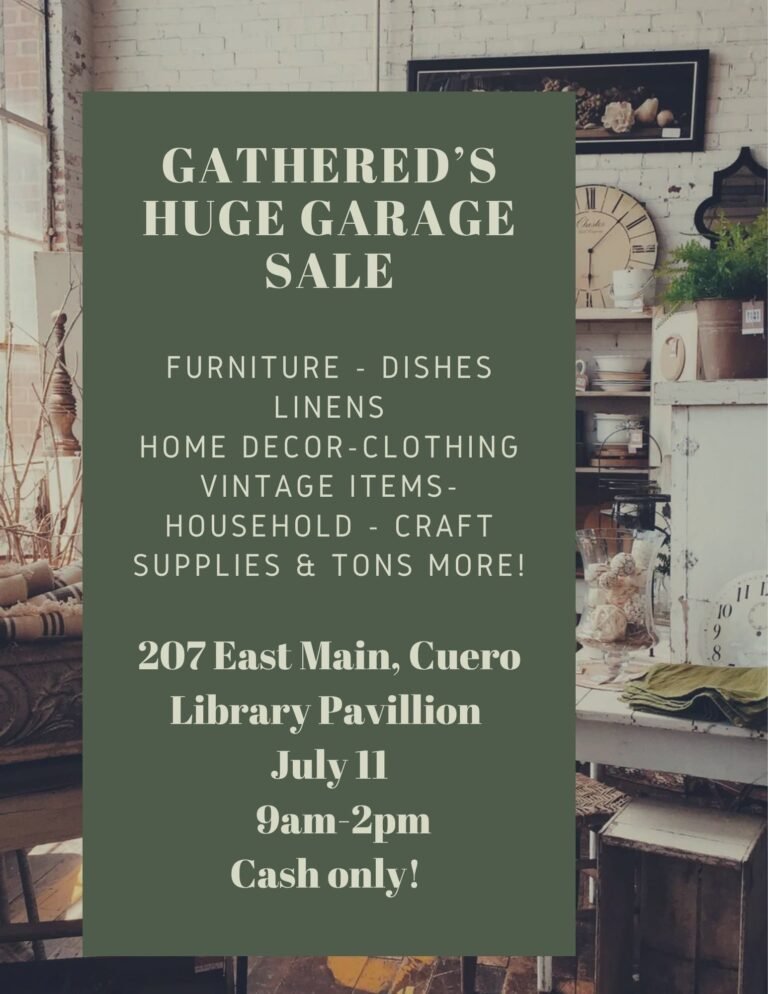 Large Community Garage Sale at Cuero Library Pavilion Saturday July 11, 2026