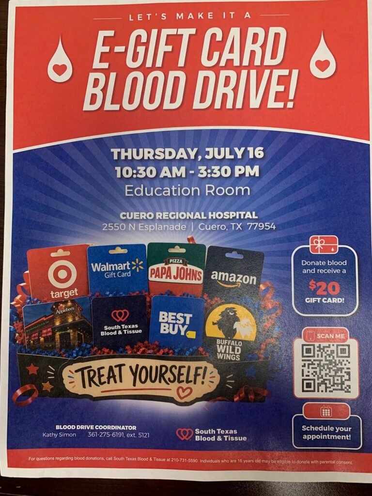 Cuero Regional Hospital Hosts Community Blood Drive with E‑Gift Card Incentive