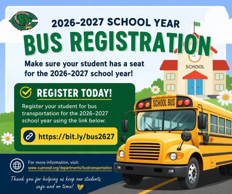 Cuero ISD Opens Bus Registration for 2026–2027 School Year