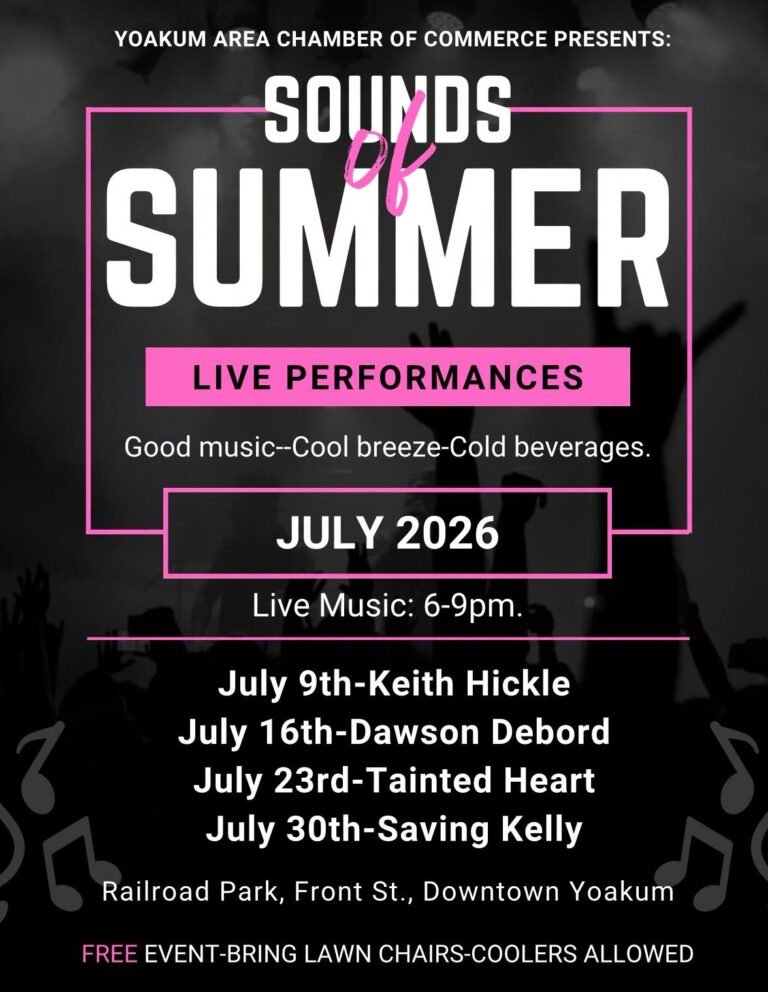 Yoakum Area Chamber of Commerce Presents: Sounds of Summer Live Performances