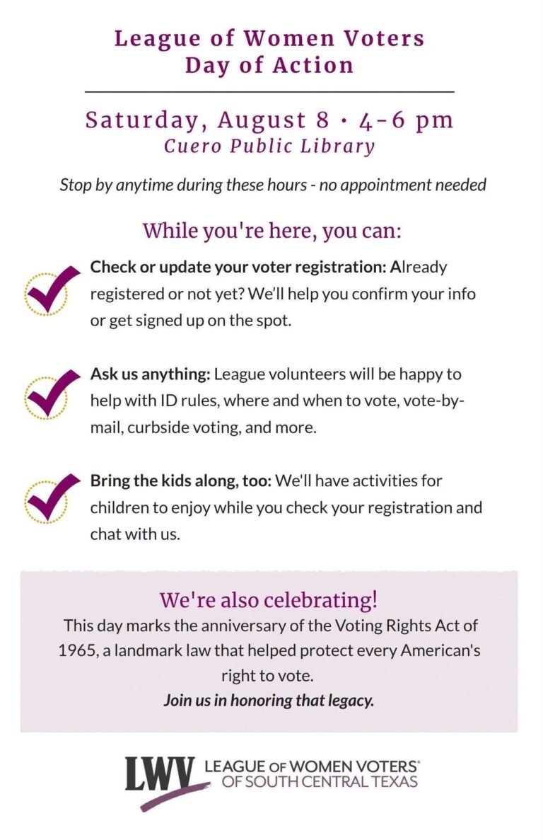 League of Women Voters Day of Action  – August 8, 2026