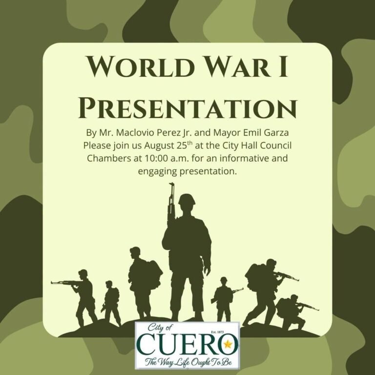 City of Cuero to Hold World War I Presentation