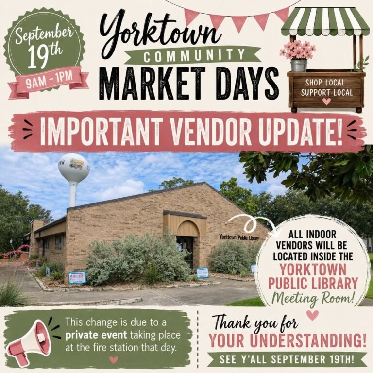 Yorktown Community Market Days Announces Temporary Vendor Relocation for September Event