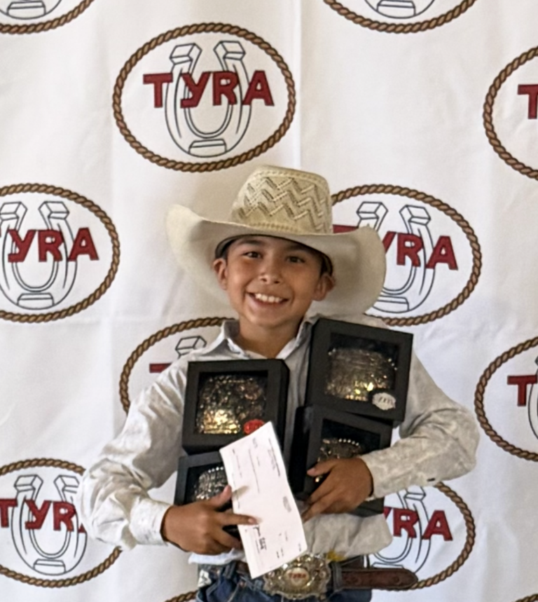 Jace Garza Shines at TYRA Gonzales Rodeo, Bringing Home Four Buckles