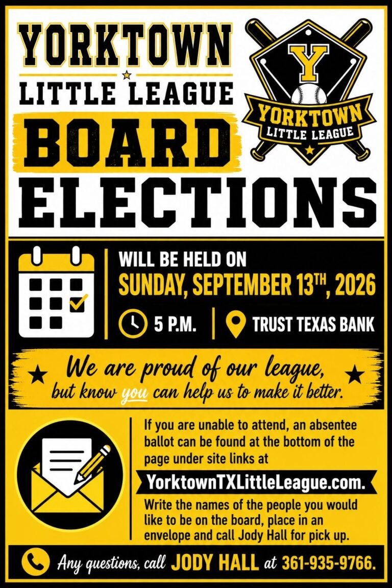 Yorktown Little League Announces Upcoming Board Elections